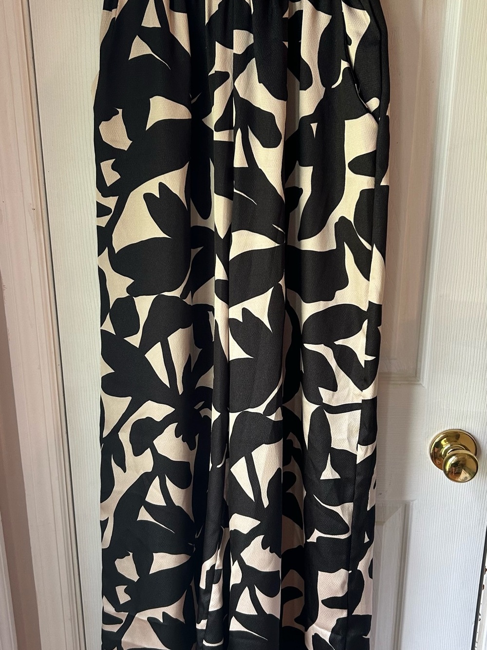 Black & Cream Floral Wide Leg Pants